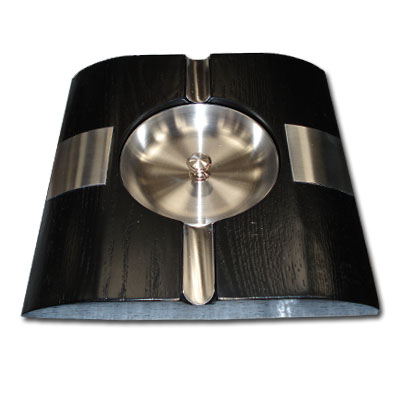Black wooden ashtray - two cigar rest (code AT404)