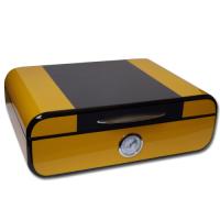 Angelo Yellow and Carbon Fibre Look Humidor - 30 Cigar Capacity