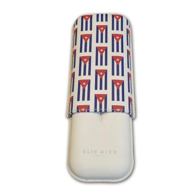 Elie Bleu - Small Cuban Flag Cigar Case - 2 Cigars Â up to 64 ring gauge