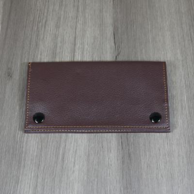 Brown Leather Wallet Style Tobacco Pouch with Zip & Cigarette Paper Holder