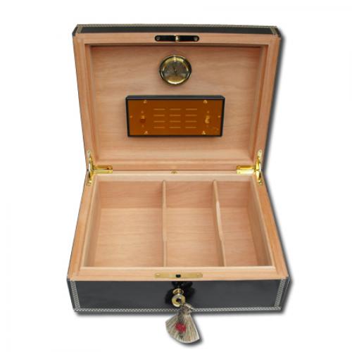 Elie Bleu Medals Black Tinted Sycamore Humidor - 75 Cigar Capacity