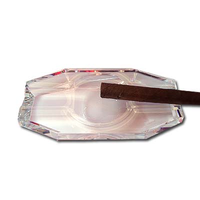 Crystal Cigar Ashtray - Two Cigars Rest