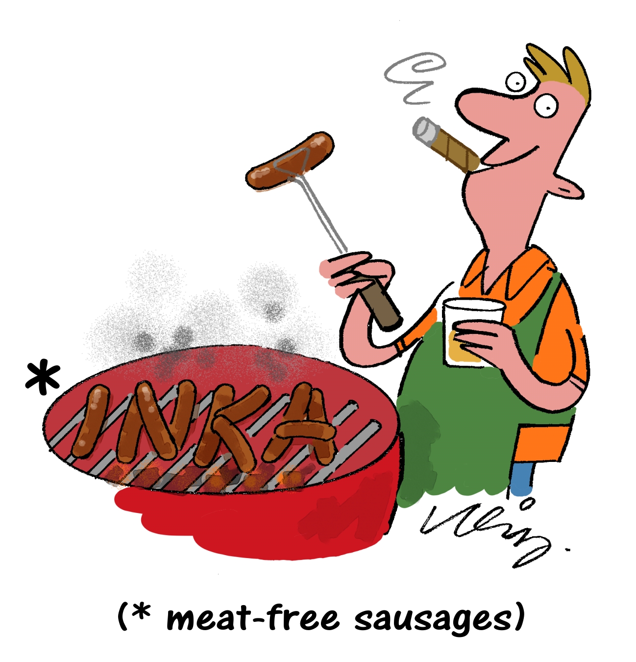 Inka Cigar Summer BBQ Cartoon