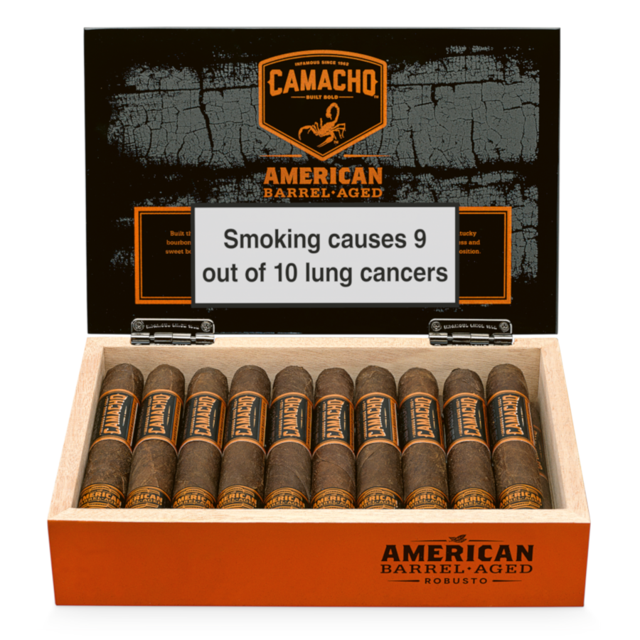 Camacho American Barrel Aged Robusto Cello Cigar Box of 20