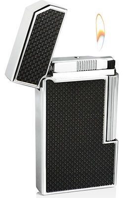 Caseti Full Cap Soft Flame Flint Lighter - Black Carbon Fibre (End of Line)