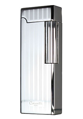 Caseti Jet Flame Flint Lighter - Chrome Plated & Engine Turn (End of Line)