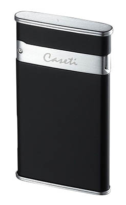 Caseti Slim Full Cap Jet Flame Lighter - Matt Black & Chrome Satin (End of Line)