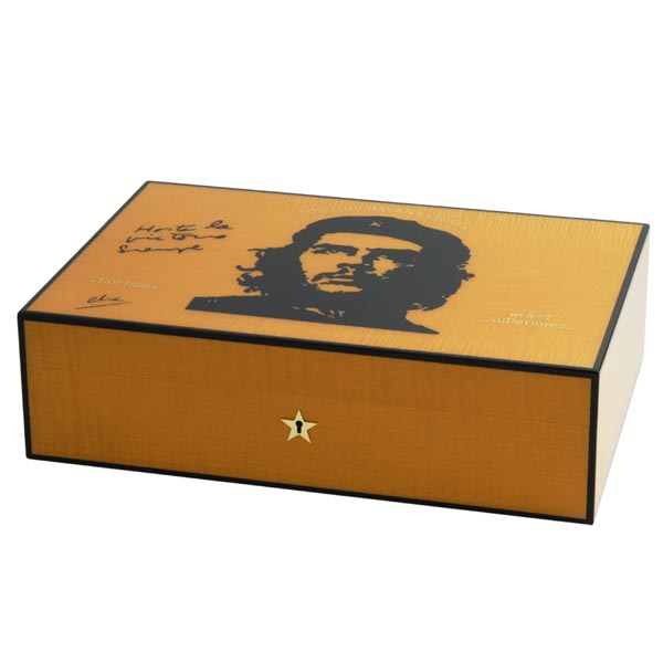 Elie Bleu Che Collection Orange Sycamore Humidor 110 Cigar Capacity