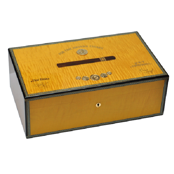 Elie Bleu Medals Collection Yellow Humidor - 120 Cigar Capacity