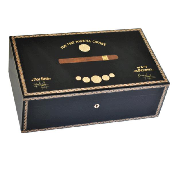 Elie Bleu Medals Collection Black Humidor - 120 Cigar Capacity