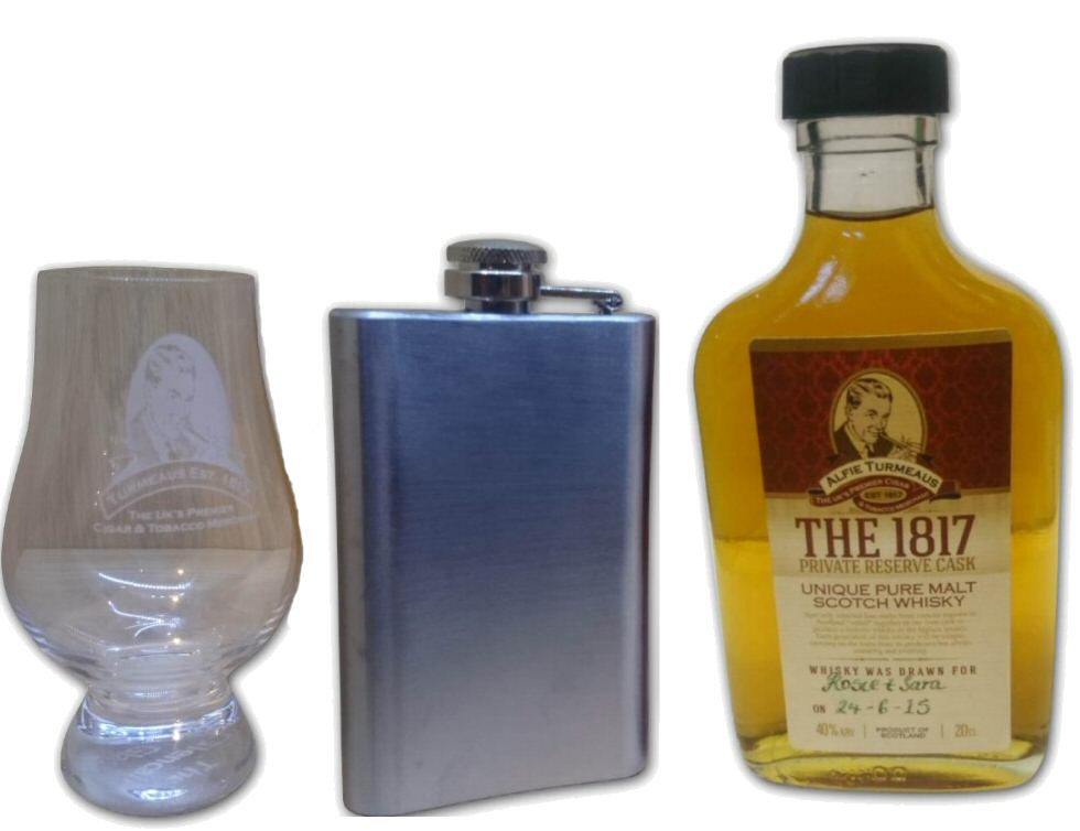 The 1817 Private Reserve Cask Whisky 40%, 20cl with Hip Flask and Glass