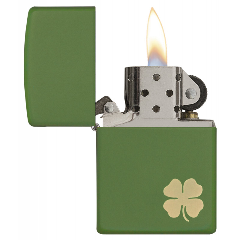 Zippo Green Matte Clover Shamrock Windproof Lighter