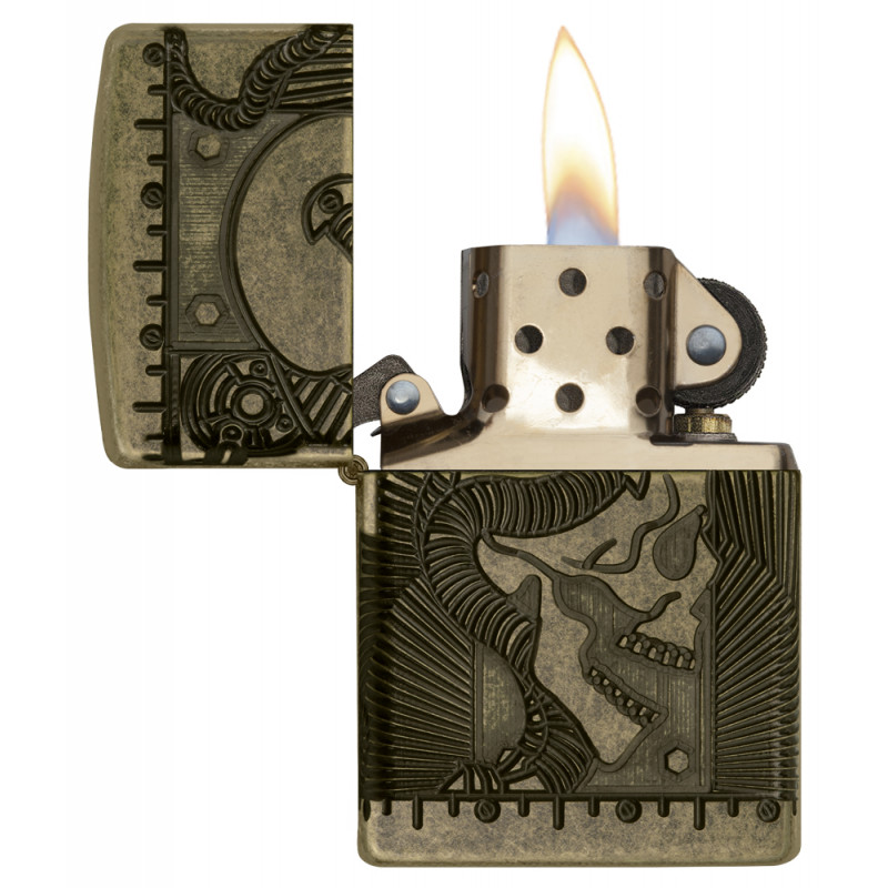 Zippo - Steampunk Skull Armor Antique Brass - Windproof Lighter