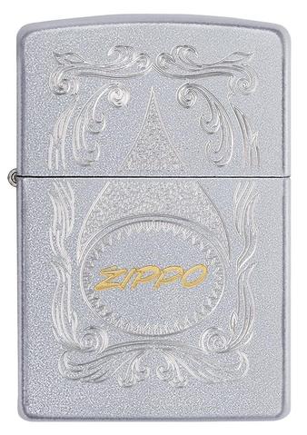 Zippo - Satin Chrome Gold Script - Windproof Lighter