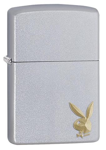 Zippo - Satin Chrome Playboy - Cornered Bunny - Windproof Lighter