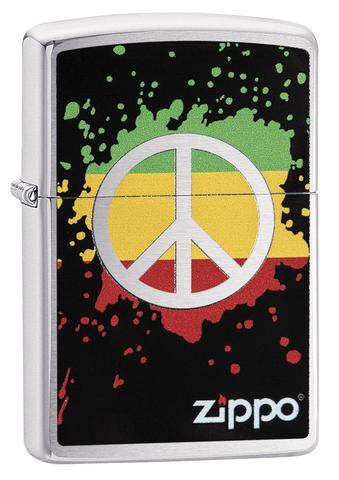 Zippo - Brushed Chrome Peace Splash - Windproof Lighter