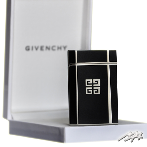 Givenchy Silver Print Black Lacquer Lighter