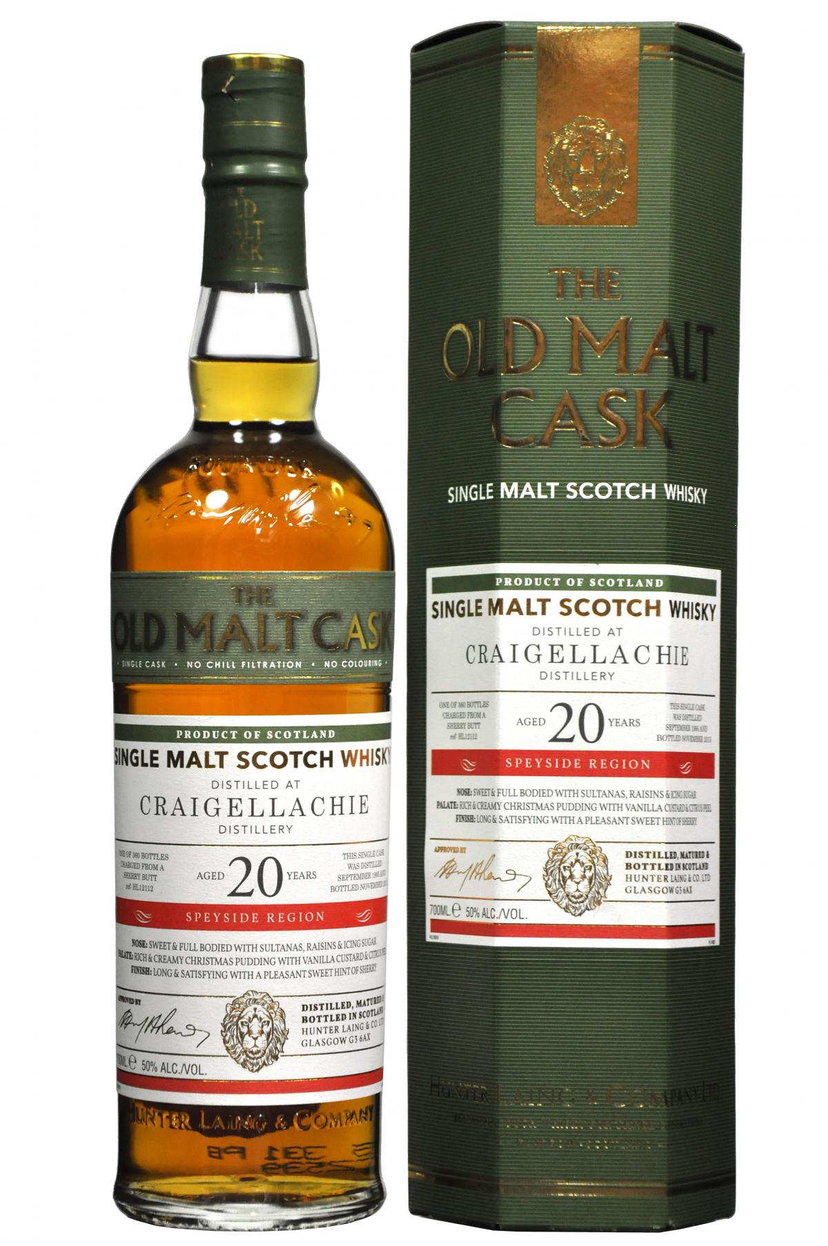 Old Malt Cask Craigellachie 20 Year Old 1995 Single Malt Whisky - 70cl 50%