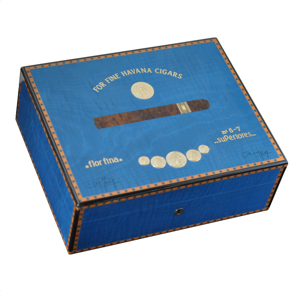 Elie Bleu Medals Collection Blue Humidor 75 Cigar Capacity