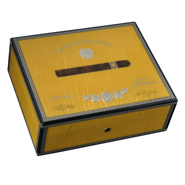 Elie Bleu Medals Collection Yellow Humidor 75 Cigar Capacity