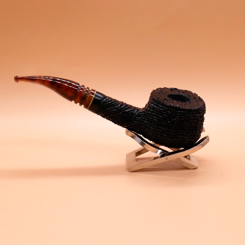 Talamona Di Paolo Croci Rock Fossil Bog Oak Fishtail Pipe (ART698)