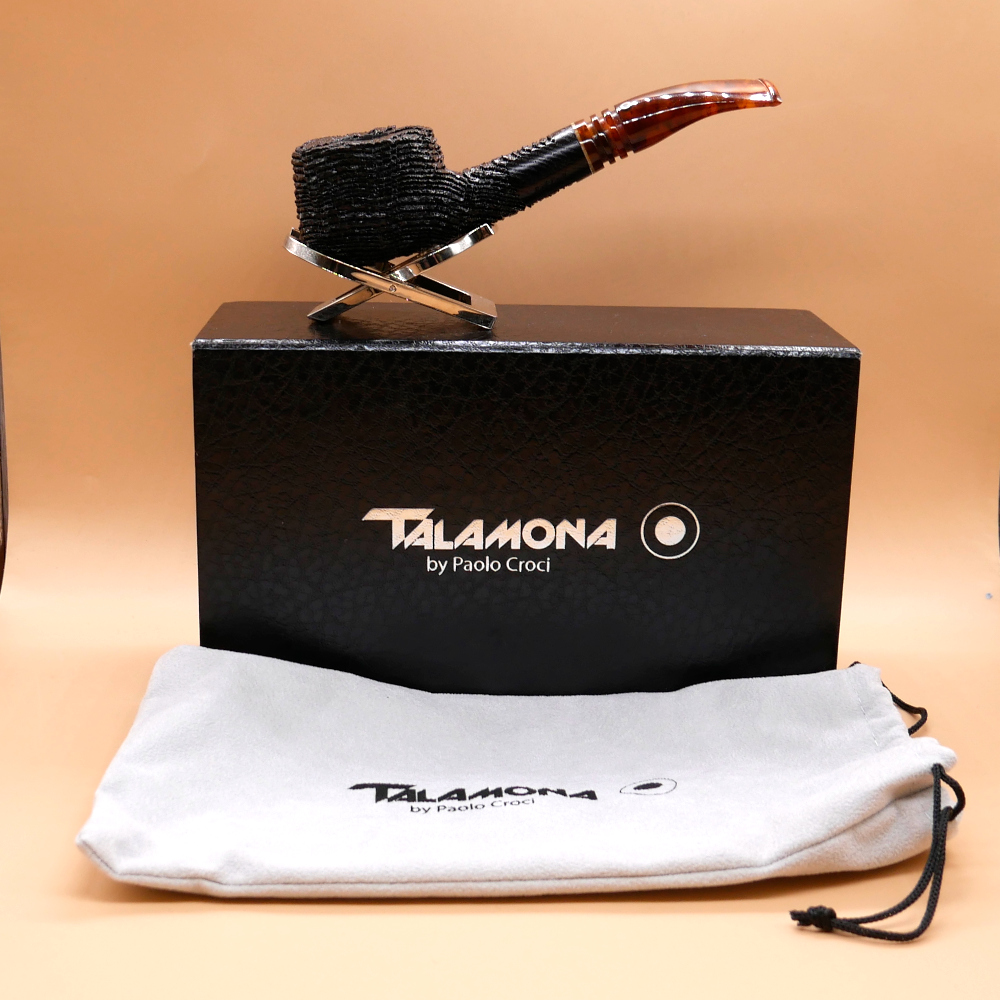 Talamona Di Paolo Croci Rock Fossil Bog Oak Fishtail Pipe (ART698)
