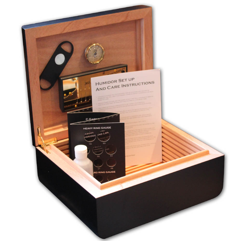 Adorini Carrara Medium Deluxe Black Cigar Humidor 60 Capacity