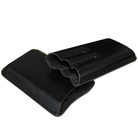 GBD Plain Leather Cigar Case - Three Corona - BLACK GBD Plain Leather Cigar Case - Three Corona - BLACK