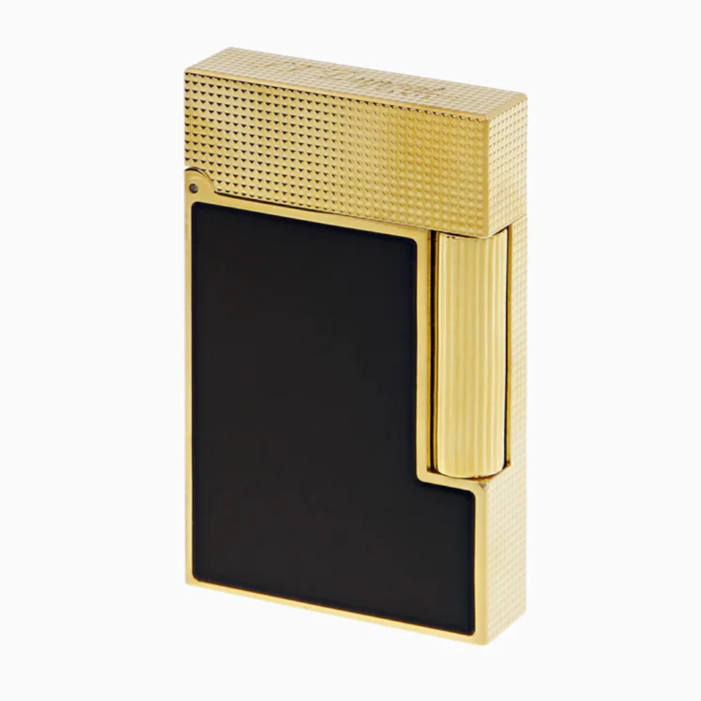 ST Dupont Lighter Ligne 2 Matte Black & Yellow Gold
