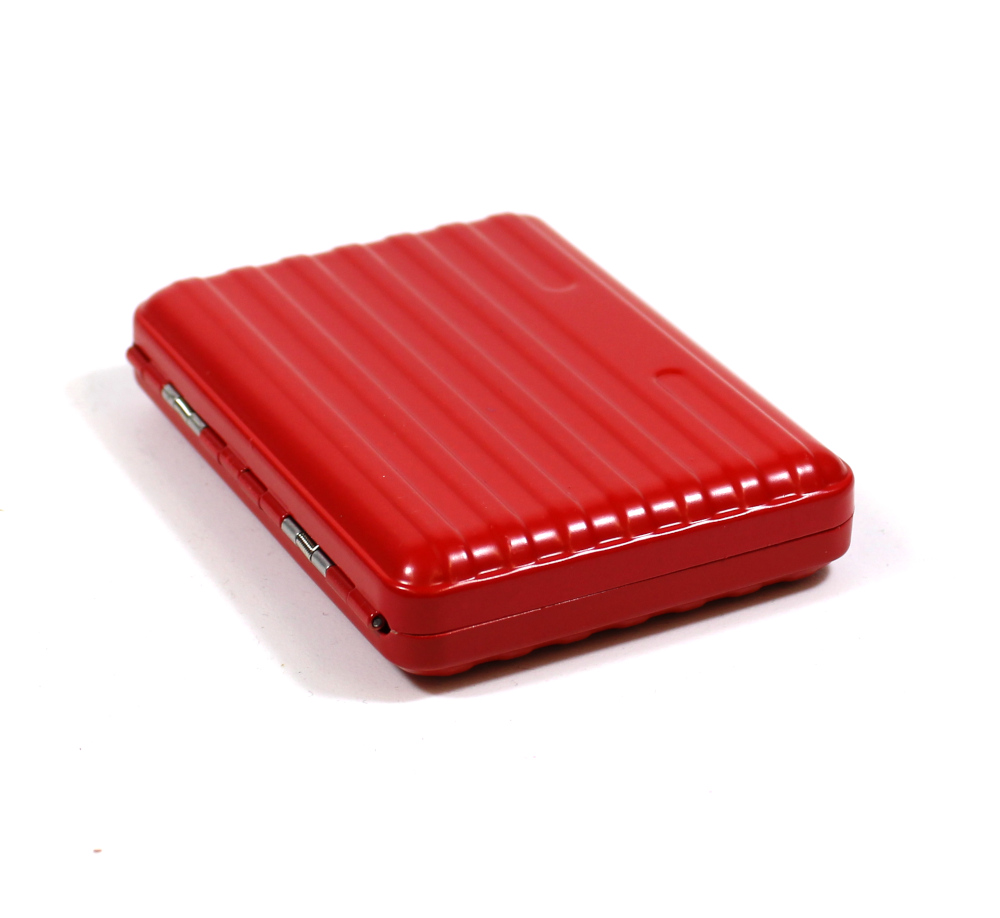 Neon Red Metal Cigarette Case - Fits Up To 16 Kingsize Cigarettes
