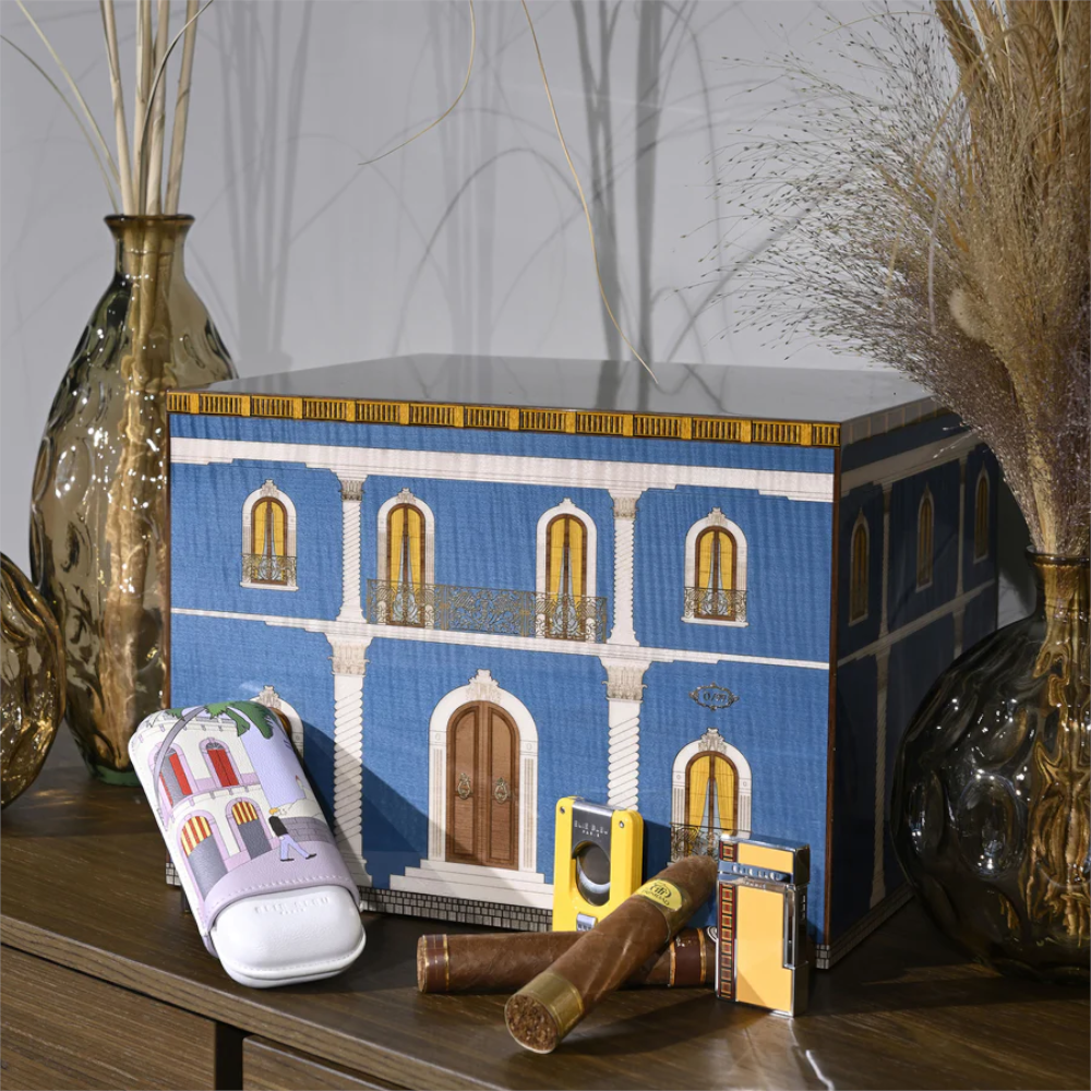 Elie Bleu Casa Cubana Humidor Blue Palace 110 Cigar Capacity