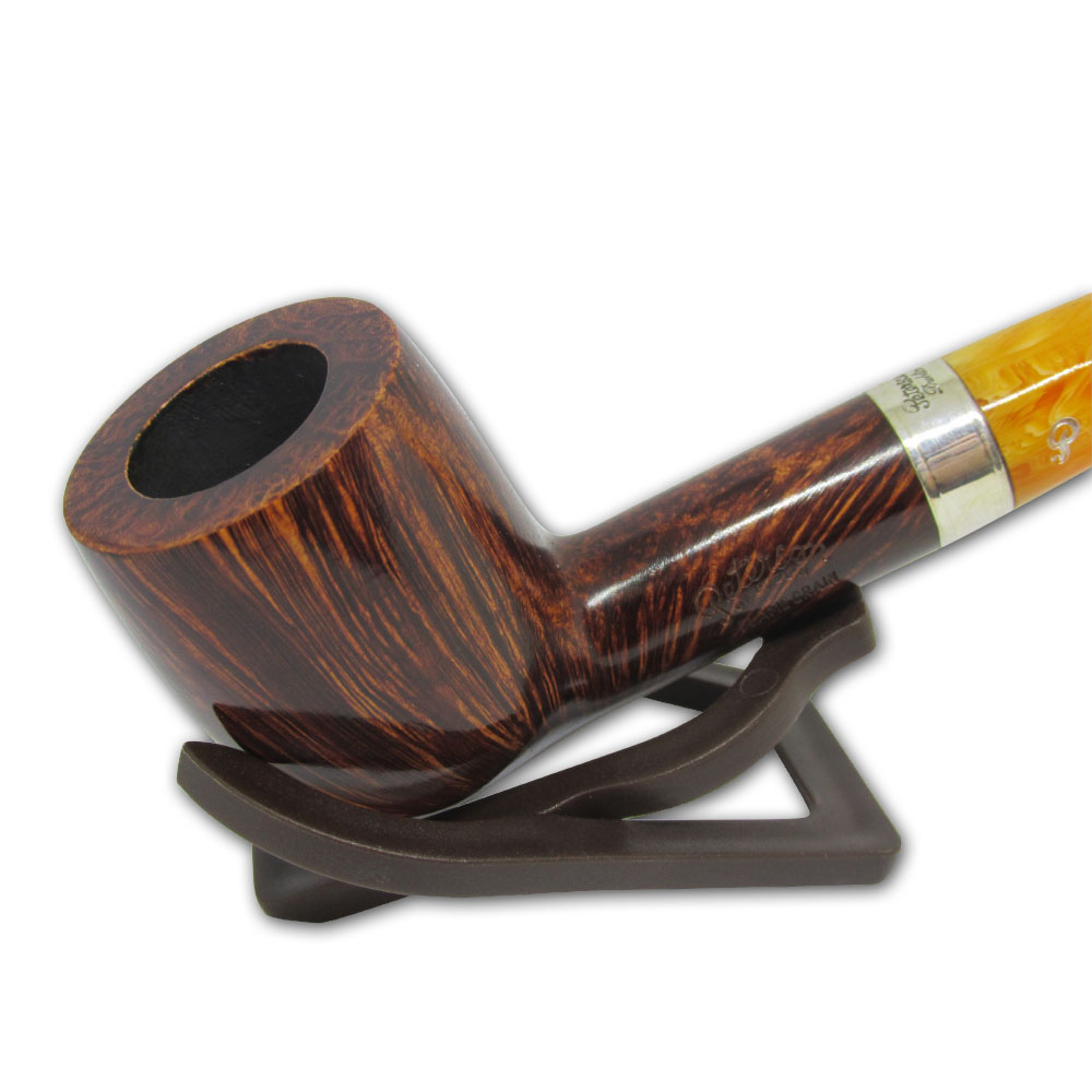 Peterson Flame Grain 106 Silver Mounted Yellow Stem Fishtail Pipe (PE467)