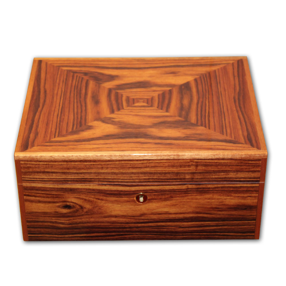 Gentili Palissandro Diagonal Pattern Finish Cigar Humidor - 50 cigars capacity