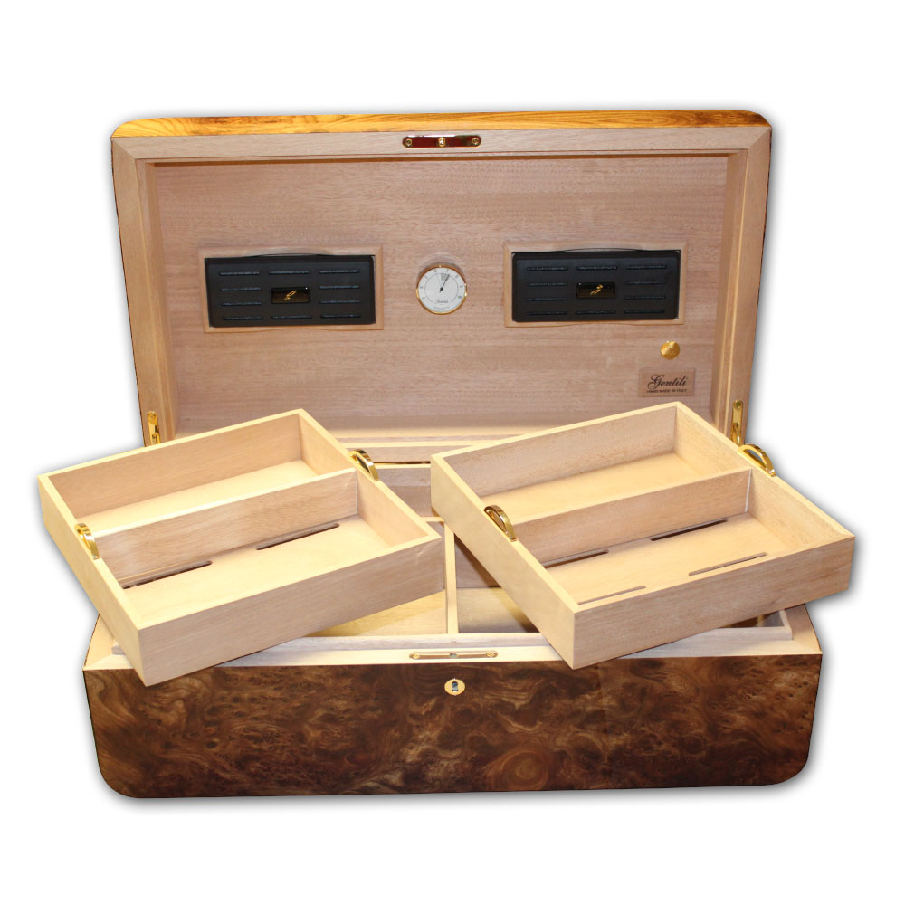 Gentili Briar Wood Olmo Tobacco Leaves Cigar Humidor 150 cigars