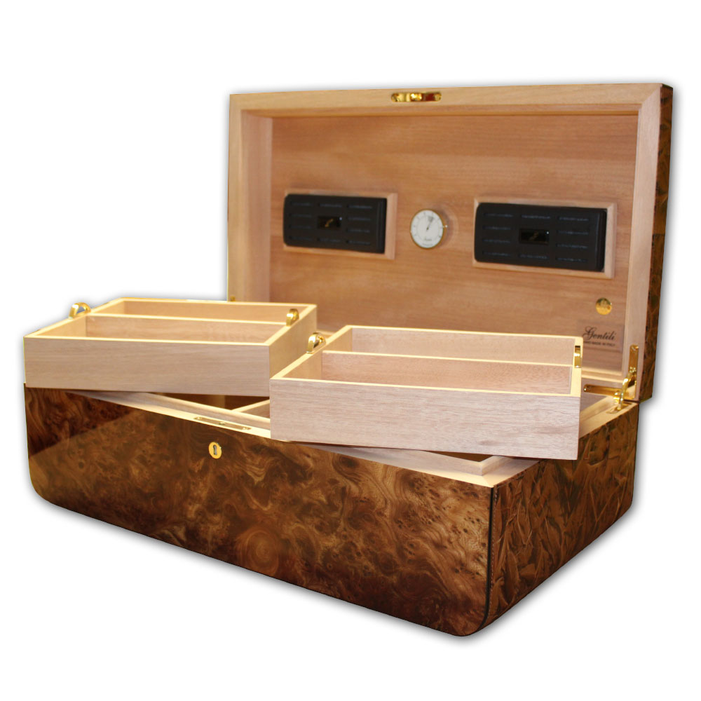 Gentili Briar Wood Olmo Tobacco Leaves Cigar Humidor 150 cigars