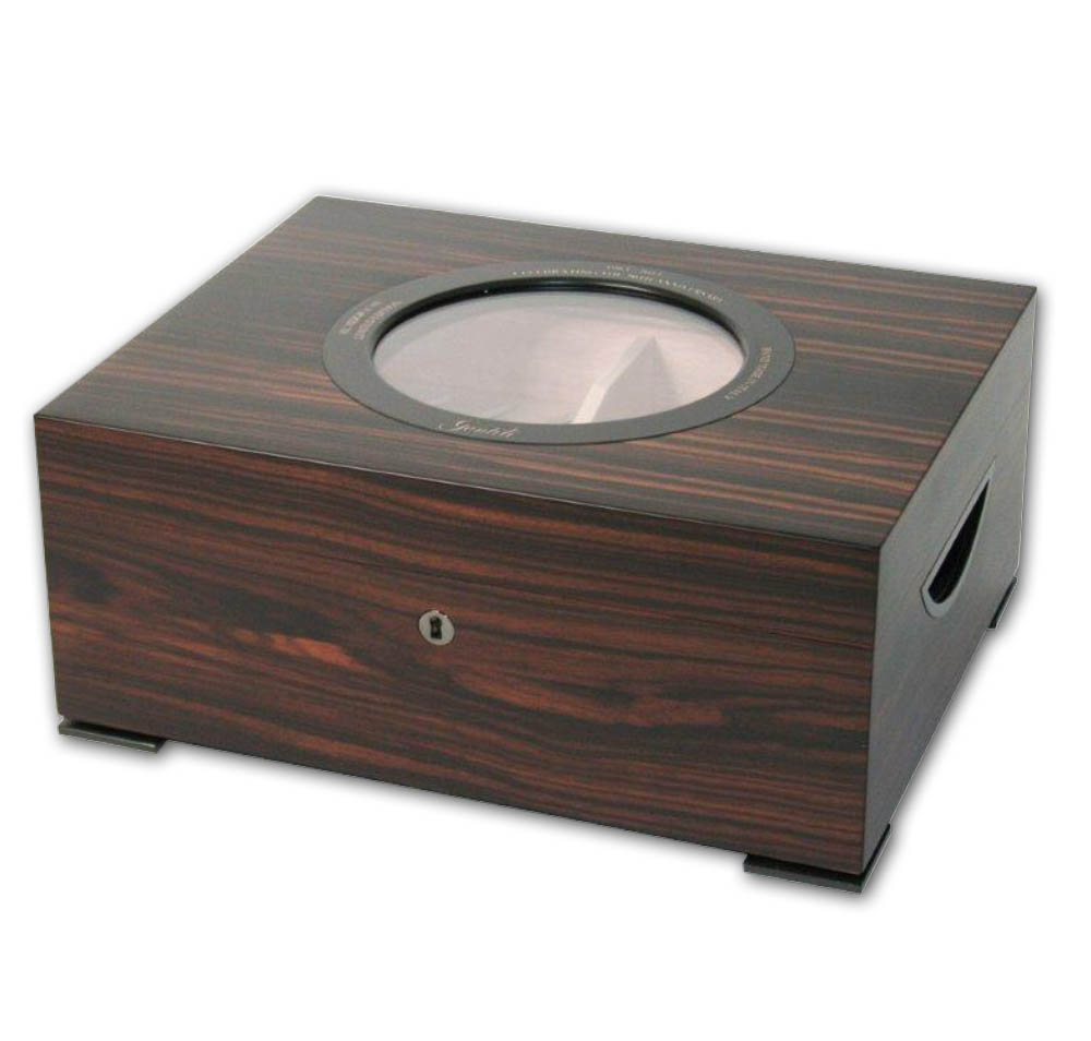 Gentili Cigar Humidor - Ebony Glass Top - 75 cigars capacity