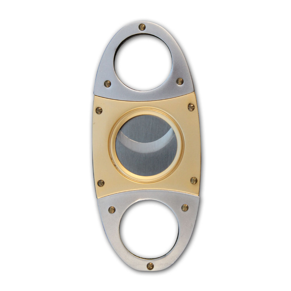 Honest Rounded Silver and Gold Double Blade Cigar Cutter