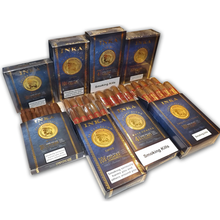 Inka secret blend peruvian cigars mixed selection of cigarillos, half corona, chicos, tres petit corona