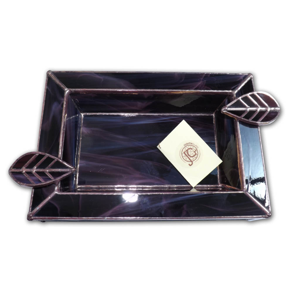 Artisan Glass Cigar Ashtray Rectangle Deep Maroon