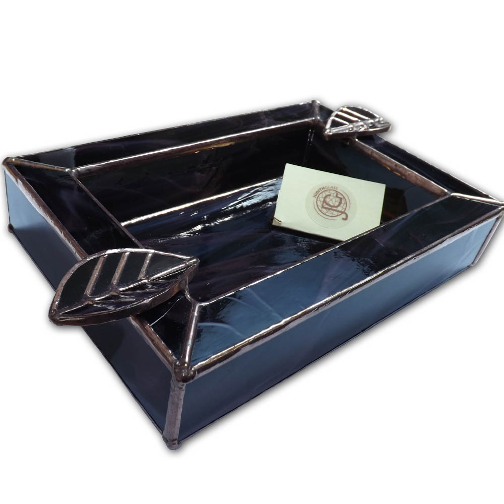 Artisan Glass Cigar Ashtray Rectangle Deep Maroon