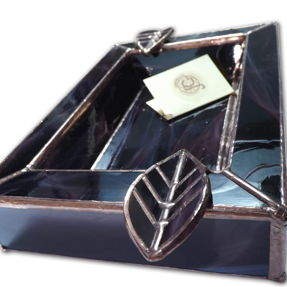 Artisan Glass Cigar Ashtray Rectangle Deep Maroon