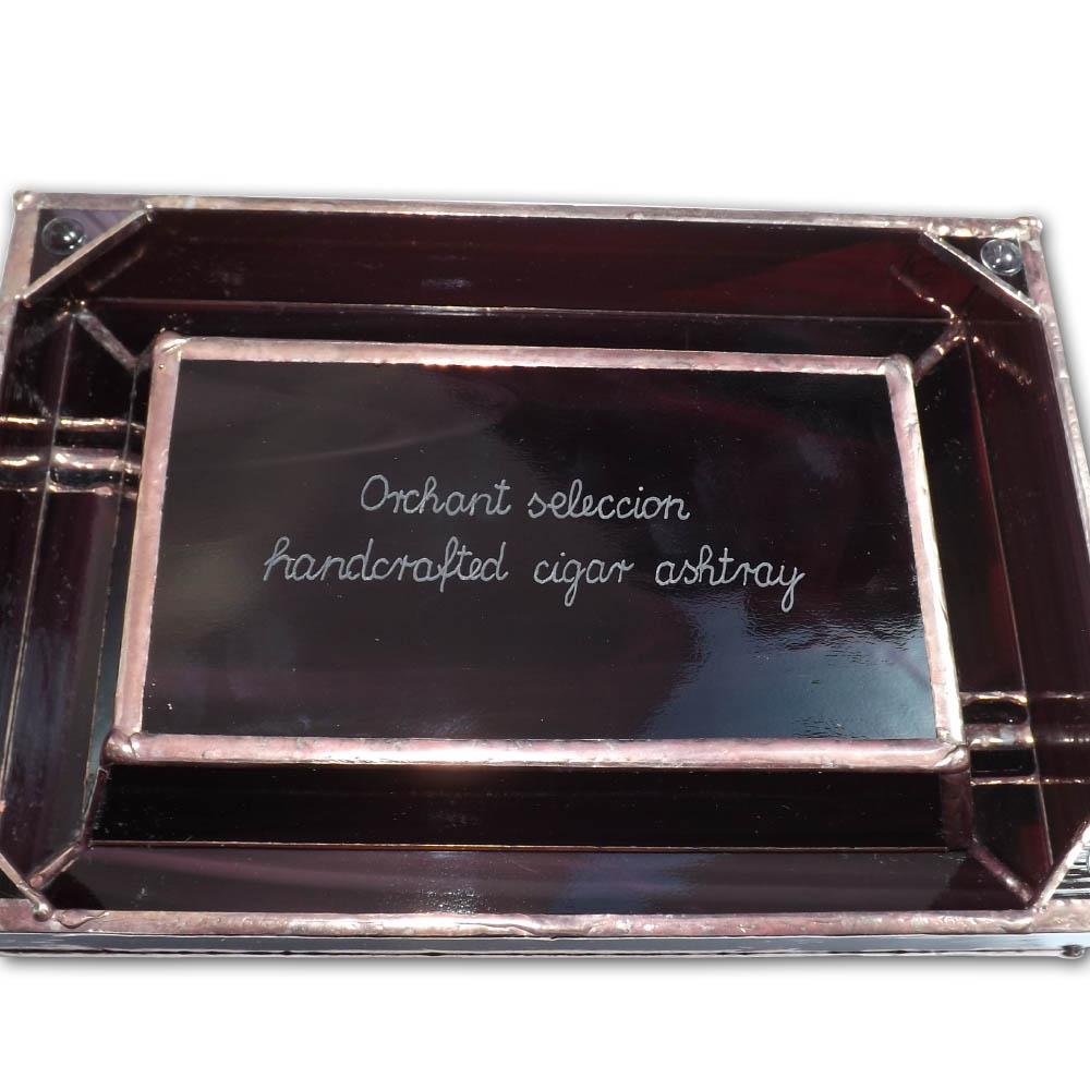 Artisan Glass Cigar Ashtray Rectangle Deep Maroon