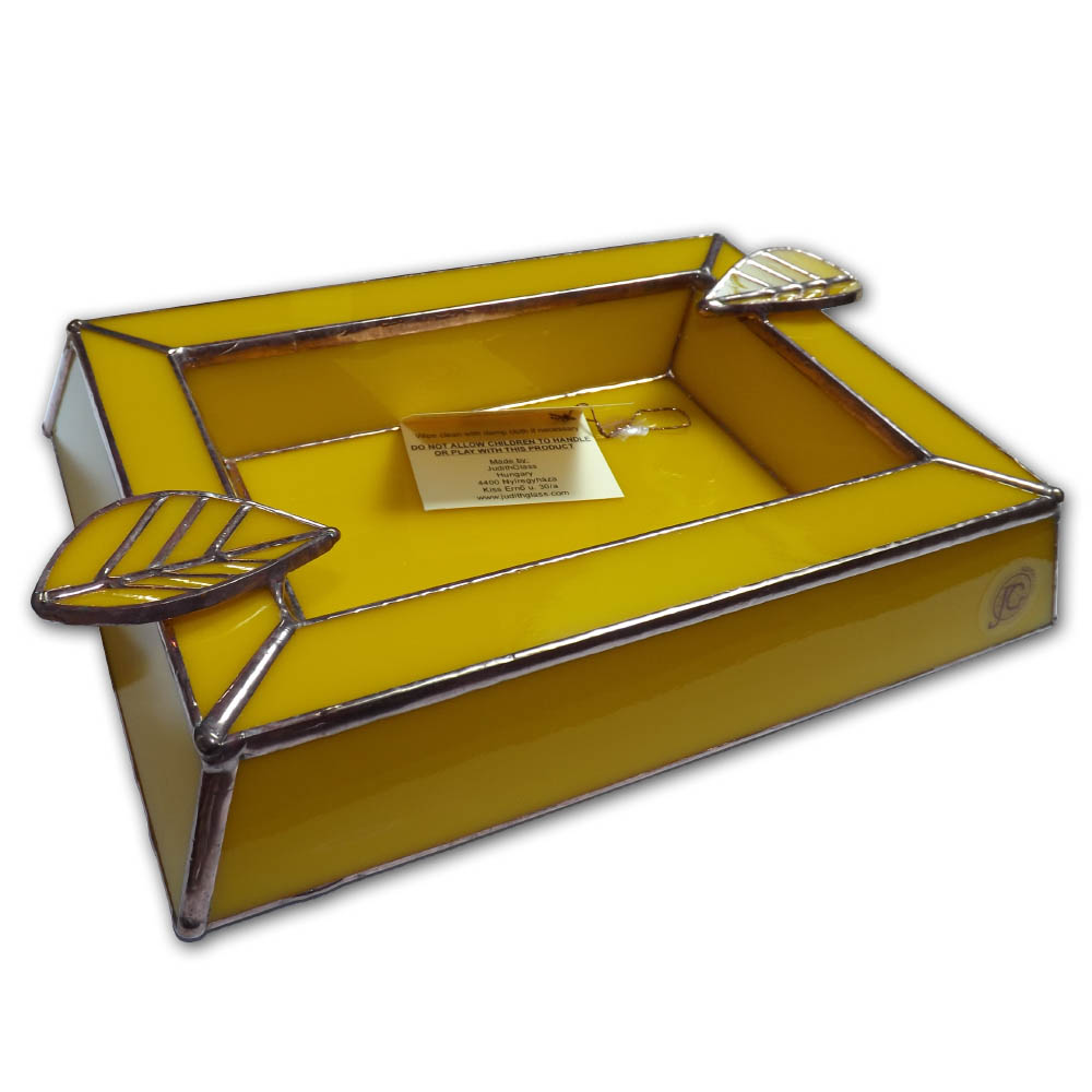 Artisan Glass Cigar Ashtray Rectangle Bright Yellow (code 006)