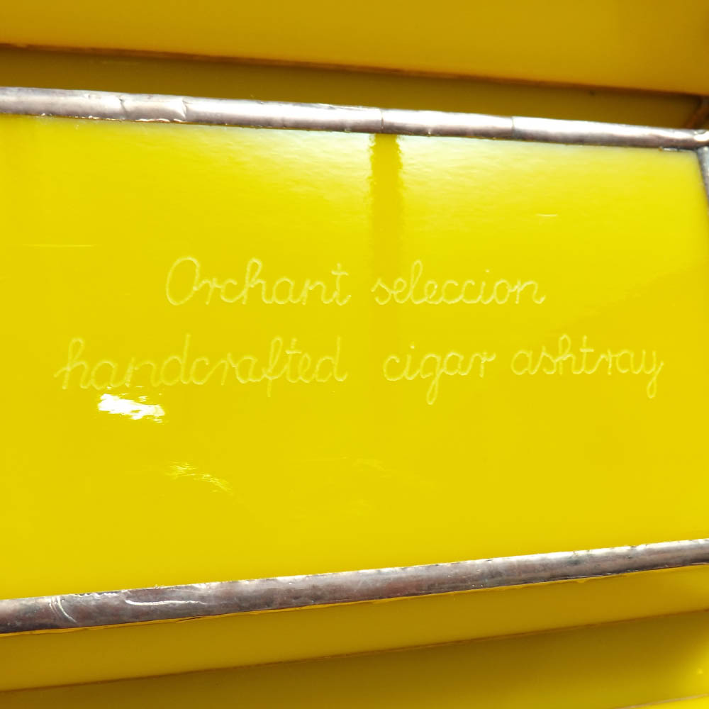 Artisan Glass Cigar Ashtray Rectangle Bright Yellow (code 006)