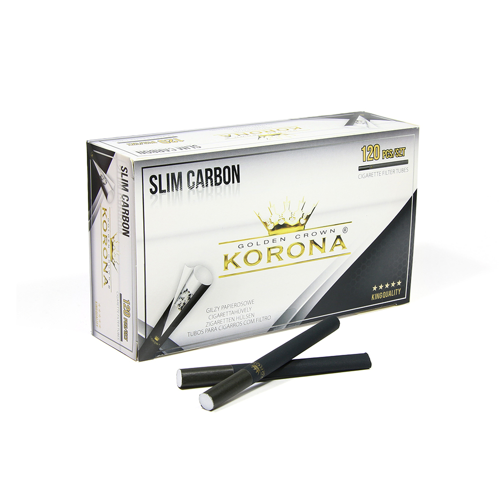 Korona Slim Carbon Black Tubes Pack of 120 Tubes