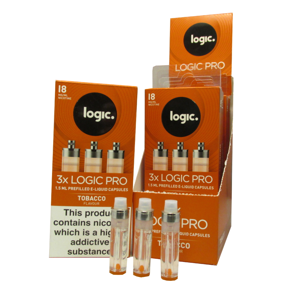 Logic Pro Capsules - Tobacco Vape Liquid - Pack of 3 - 18mg