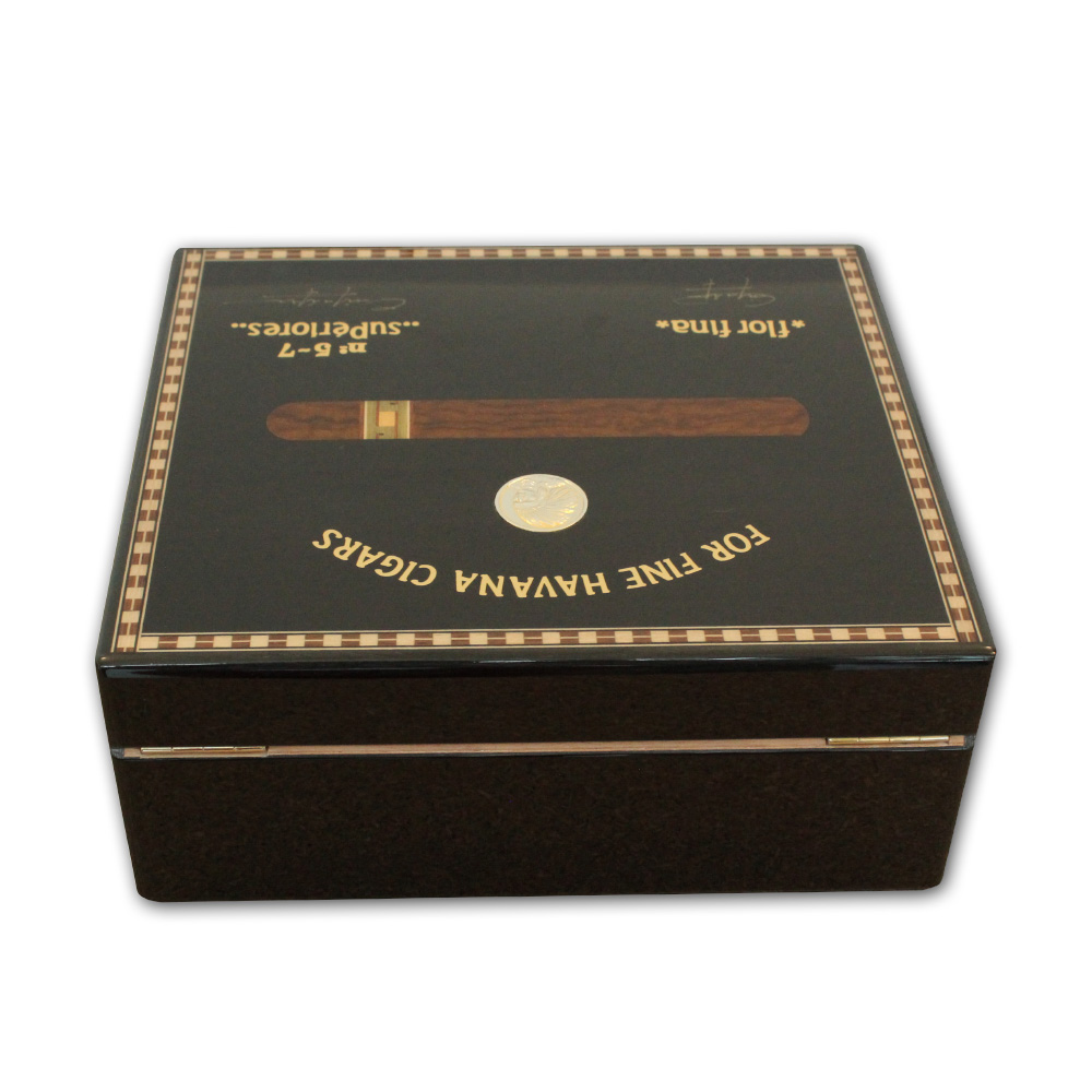 Elie Bleu Medals Collection Black Humidor 50 Cigar Capacity