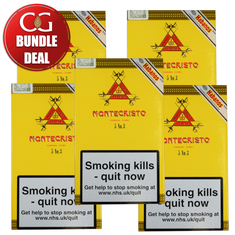 Montecristo No. 3 Cigar - 5 x Pack of 5 (25) Bundle Deal