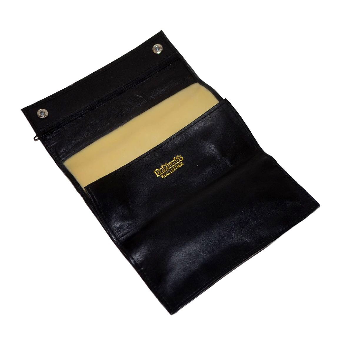 tobacco sifter Dr Plumb Black Leather Tobacco Roll Up Sifter Pouch with Stud Fastener  Closure