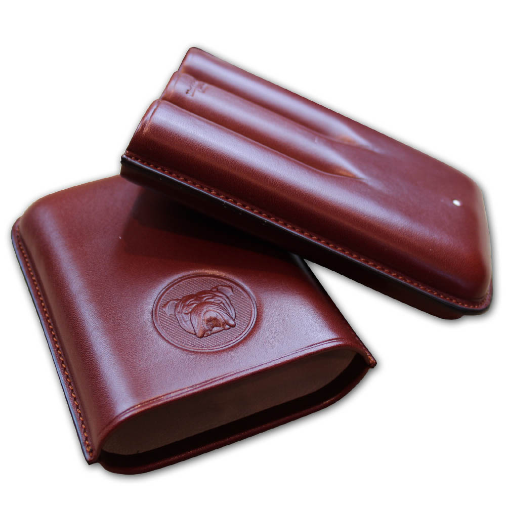 Dunhill Bulldog Cigar Case Robusto - Brown - Fits 3 Cigars